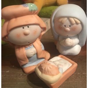 Vintage nativity Fabrizio Bumpkins figurines Mary Joseph Baby Jesus precious!